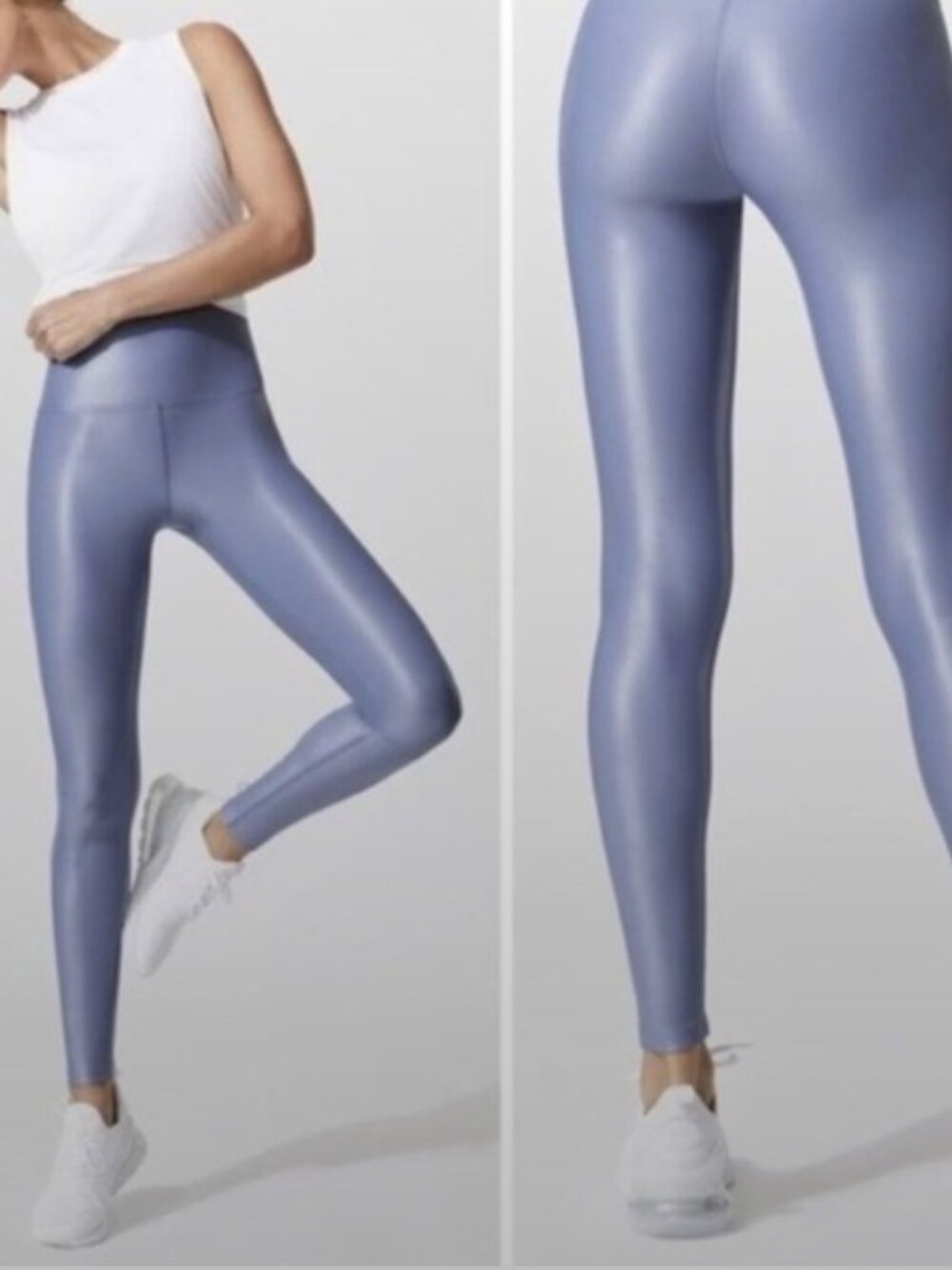 Carbon39 Takara Shine Full Length High Rise Leggings - Light Blue XS $128